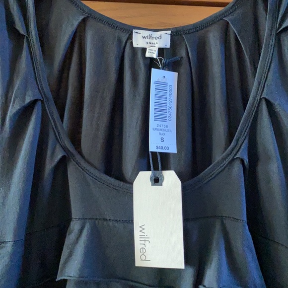 Aritzia Wilfred Supima Modal black tank with tiered ruffles. New with tags. S - Picture 2 of 4